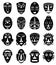 African tribal masks icons set