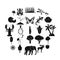African wildlife icons set, simple style