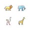 African wildlife RGB color icons set