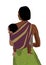 African woman carrying child on the back