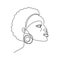 African woman continuous line portrait. Abstract one line drawing of handsome African American face in minimalistic