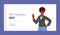 African Woman Express Negative Emotion, Disagree Feelings Gesturing Landing Page Template. Female Character Stop Gesture