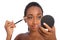 African woman eye shadow make up cosmetics brush
