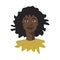 A african woman, guy or man with curly hair and black skin isolated on a white background, a  stock illustration with a