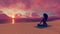 African woman meditating on the beach at sunset 4K