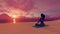 African woman in meditation yoga pose at sunrise 4K