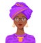 African woman portrait. Black american lady in turban from tribal of africa, cartoon character vector