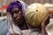 African woman with pumpkin