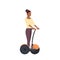 African woman riding gyroscooter over white background. gyroboard concept. cartoon full length character. flat style