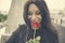 African Woman Rose Flower Love Passion Valentine Concept