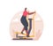 African Woman Run on Treadmill in House Yard. Athletic Young Girl in Sportswear Exercising to be Slim. Outdoor Fitness