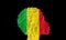 African woman silhouette with Mali national flag