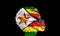 African woman silhouette with Zimbabwe national flag