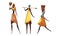 African Woman Wearing Tribal Clothing Carrying Heavy Pottery Vessel on Her Head Vector Set