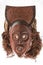 African wooden mask with hair, isolated