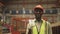 African worker happy working in factory Thumbs up smiling