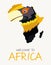 African yellow-billed hornbill map illustration