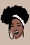 African young black woman. Illustration afro girl