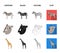 African zebra, animal koala, giraffe, wild predator, lion. Wild animals set collection icons in cartoon,black,outline