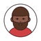 Afro american bearded man portrait cartoon, round line icon