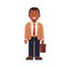 Afro American business man standing with suitcase