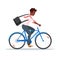 Afro american businessman riding bike