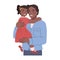 Afro american dad holding and hugging daughter