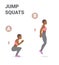 Afro-American Girl Doing Jump Squats Exercise Guidance. Young Black Woman Do the Squats and Jumps.