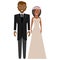 Afro american groom and bride suits wedding