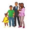 Afro-american happy family of parents and three children