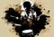 Afro-American male jazz musician drummer playing drums in an abstract vintage distressed style painting