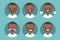 Afro american man profile pics / Set of flat portraits