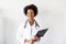Afro american woman doctor in hospital work place