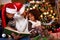 Afro American young family having Christmas moments