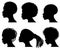 Afro american young woman face vector black silhouettes