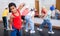 Afro boy hip hop dancer exercising at class