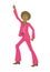 Afro disco man wearing retro seventies fashion pink suit and dancing disco dance. Cartoon style.