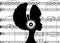 The Afro girl listens to music on headphones. Rock Music concept. Profile of a young African American woman. Musician avatar