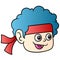 Afro haired man wearing a red hair tie. doodle icon drawing