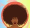 Afro hairstyle girl smiling and singing