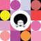 Afro lady on colorful retro background