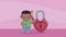 afro little lover boy with heart padlock animation