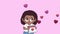 afro little lover girl with calendar animation