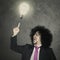 Afro male entrepreneur and light bulb