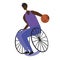 Afro man or young guy in a wheelchair plays basketball  isolated on white background, flat vector stock illustration with cartoon