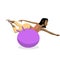 Afro woman is engaged on a gymnastic ball in the gym. Sporty