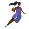 Afro woman playing basketball isolated on a white background, flat vector stock illustration with cartoon character as a concept