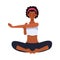 Afro young woman athlete practicing yoga character