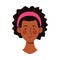 Afro young woman head character icon