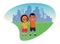 Afroamerican sister and brother smiling cartoon